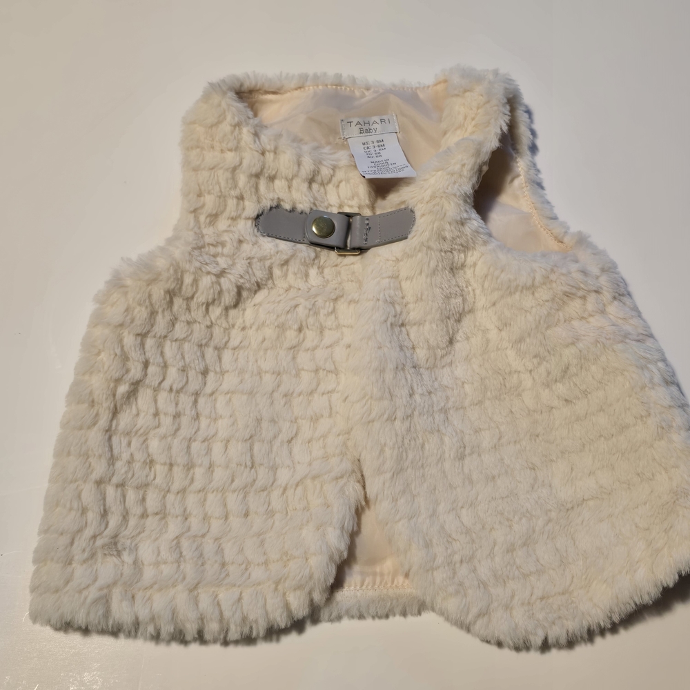 Baby Tahari Girls Cream Faux Fur Vest 3-6M